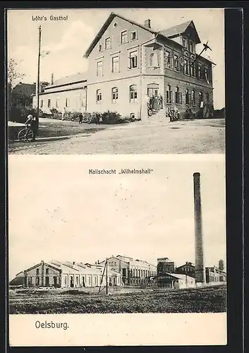 AK Oelsburg, Gasthof Löhr mit Gästen, Kalischacht Wilhelmshall, Salzbergwerk