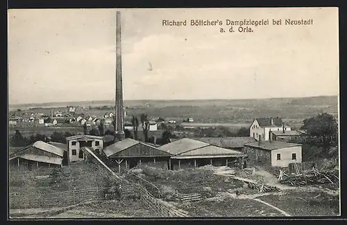 AK Neustadt a. d. Orla, Richard Böttcher`s Dampfziegelei, Steinbruch