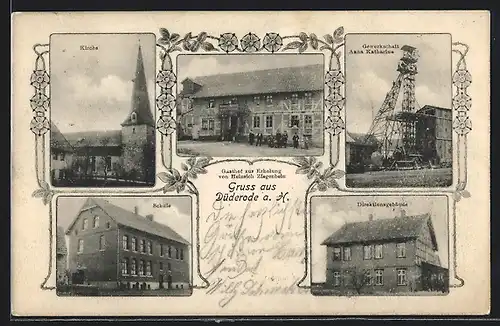 AK Düderode a. H., Gasthof zur Erholung, Gewerkschaft Anna-Katharina, Direktionsgebäude