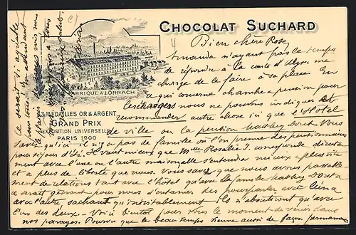 Lithographie Lörrach, Blick auf die Suchard Schokoladenfabrik
