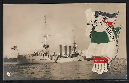 AK Kriegsschiff S. M. S. Köln auf dem Meer