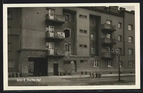 AK Wien, Februaraufstand 1934 in Österreich, Goethe-Hof mit Strassenpartie
