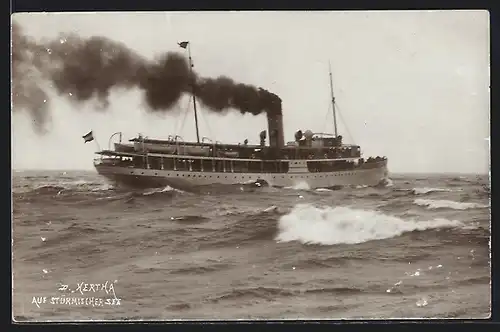 Foto-AK Max Dreblow, Stettin: D. Hertha auf stürmischer See