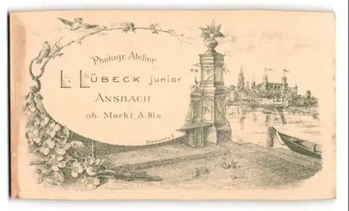 Fotografie L. Lübeck junior, Ansbach, ob Markt A 81a, Ansicht Ansbach, Blick vom Ufer nach dem Schloss