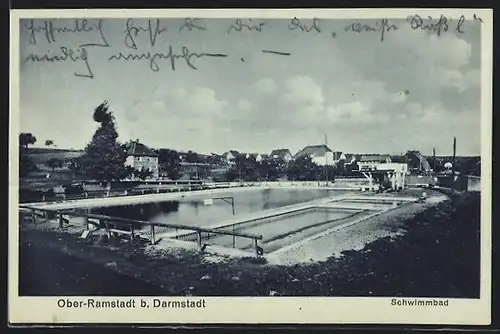 AK Ober-Ramstadt b. Darmstadt, Schwimmbad