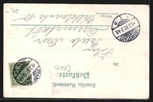 Lithographie Frankfurt a. M., Teilansicht mit Sachsenhausen