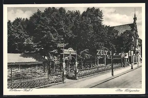 AK Berlin-Tiergarten, Gasthaus Bötzow-Zelt 1 mit Gartenlokal, In den Zelten 1