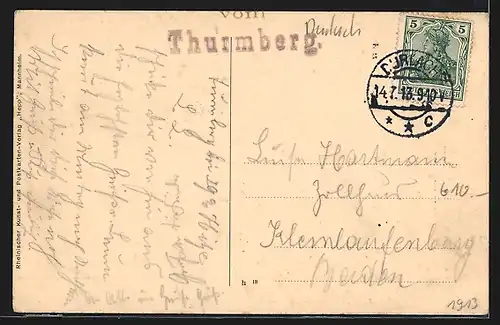 AK Durlach, Hotel Karlsburg mit Turmberg