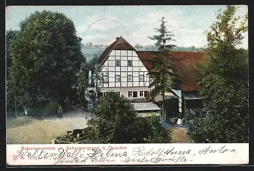 AK Dresden-Briesnitz, Gasthaus Schoonermühle im Schoonergrund