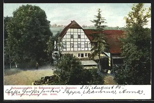 AK Dresden-Briesnitz, Gasthaus Schoonermühle im Schoonergrund