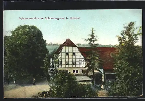 AK Dresden-Briesnitz, Gasthof Schoonermühle im Schoonergrund