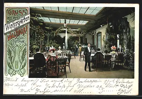 Lithographie Walddorf a. Kottmar, Innenansicht des Restaurant Wintergarten