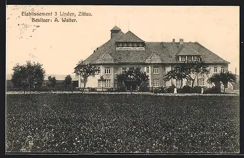 AK Zittau, Gasthaus 3 Linden