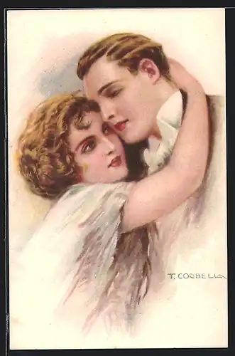 Künstler-AK Tito Corbella: Verliebtes Paar in inniger Umarmung