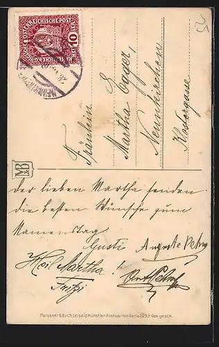 Künstler-AK Lia Döring: Junge mit 2 Mädchen