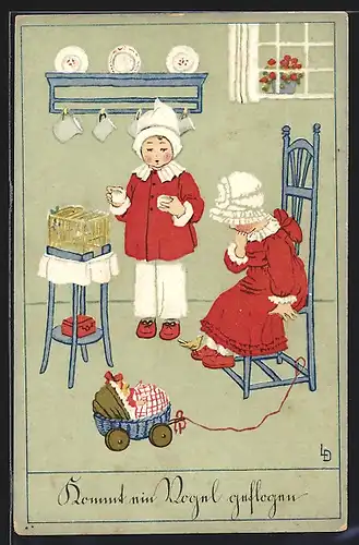 Künstler-AK Lia Döring: Kommt ein Vogel geflogen