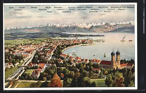 AK Friedrichshafen, Teilansicht mit schöner Landschaft