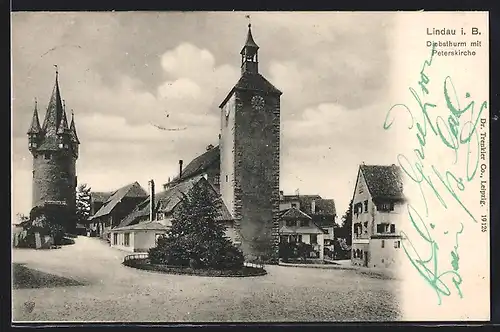 AK Lindau i. B., Diebsthurm mit Peterskirche