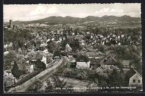 AK Bad Godesberg a. Rh., Ortsansicht von der Victorshöhe, mit Siebengebierge