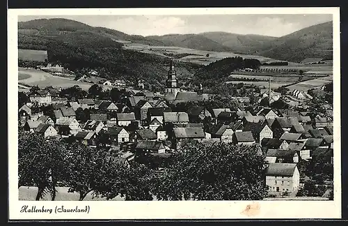 AK Hallenberg /Sauerland, Ortsansicht mit Kirche und Fachwerkhäusern