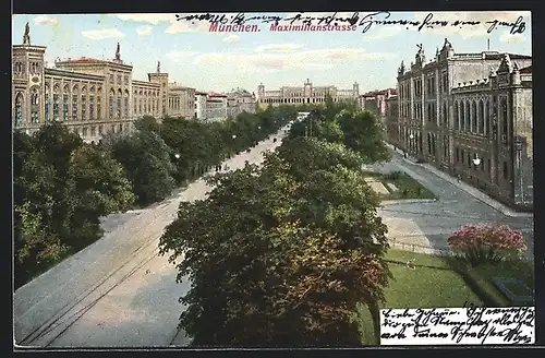 AK München, Blick in die Maximilianstrasse