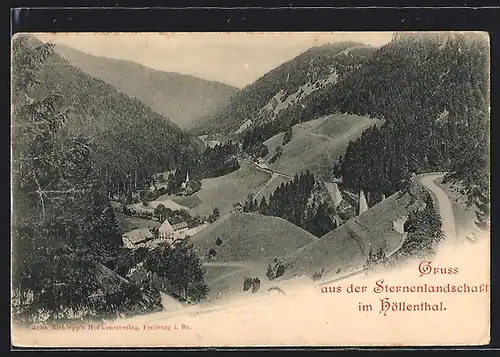 AK Höllenthal, Sternenlandschaft, Ortsansicht mit Bergen und Wald