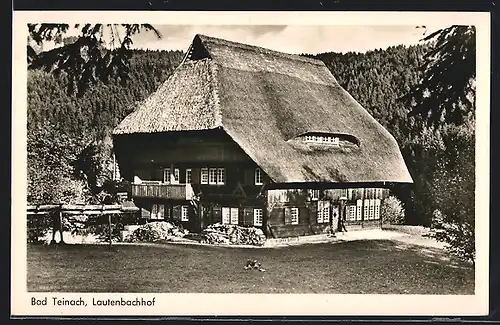 AK Bad Teinach, Lautenbachhof mit Reetdach