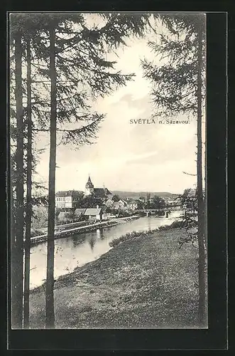 AK Svetla n. Sázavou, Panoramablick auf den Ort