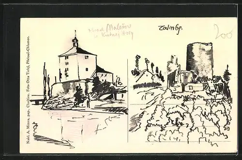 AK Choltice, Hlavná ulica, skola, zvonica a radnica
