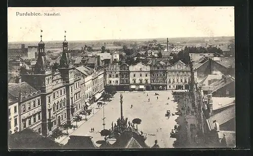 AK Pardubice, Námestí, Marktplatz aus der Vogelschau