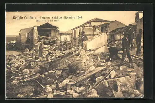 AK Reggio Calabria, Erdbeben / Terremoto 28.12.1908, zerstörte Häuser