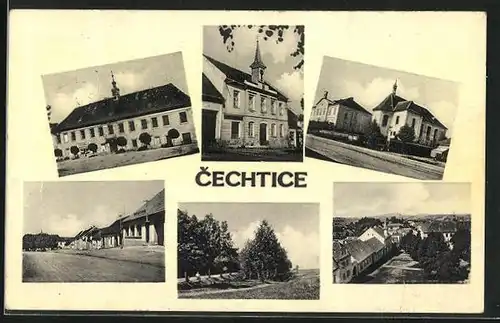 AK Cechtice, Kirche, Strassenpartie, Ortsansicht