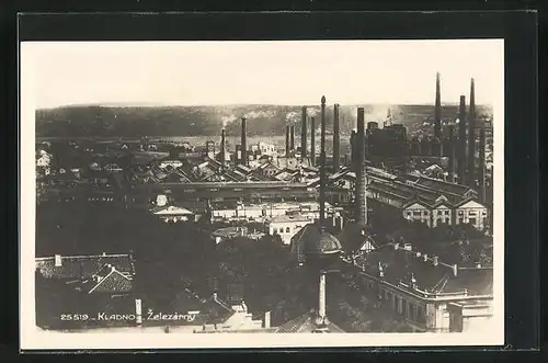 AK Kladno, Zelezarny, Blick auf Fabriken