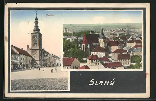AK Schlan / Slany, Radnice & Kostel