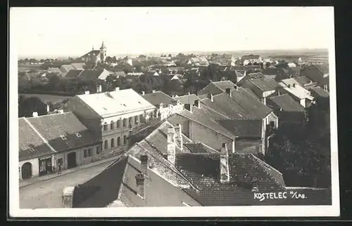 AK Kostelec n/Lab, Blick über Dächer des Ortes