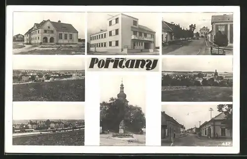 AK Poricany, Gebäude- und Ortsansichten