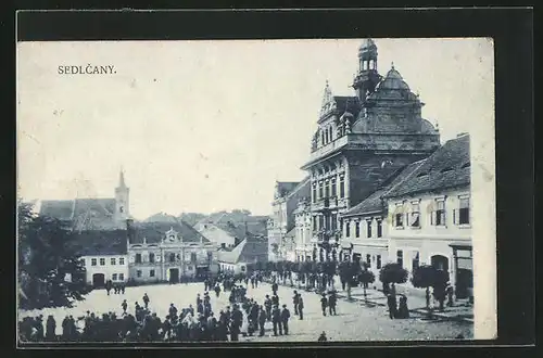 AK Sedlcany, Menschenandrang auf dem Marktplatz