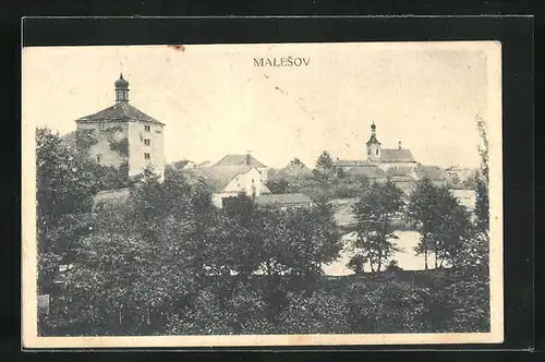 AK Malesov, Teilansicht der Ortschaft