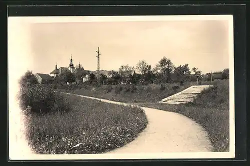AK Uhlirské Janovice, Blick vom Park zum Ort