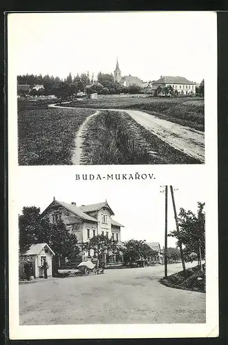 AK Buda-Mukarov, Panorama, Blick auf eine Villa