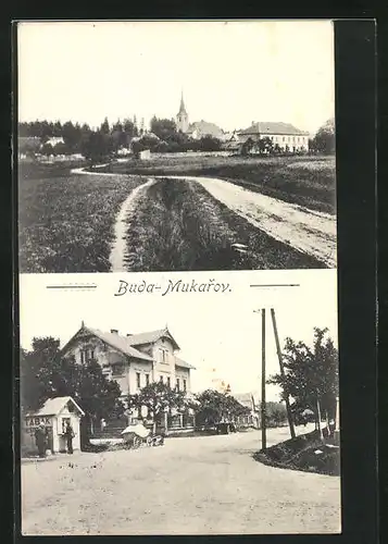 AK Buda-Mukarov, Gesamtansicht, Blick auf eine Villa