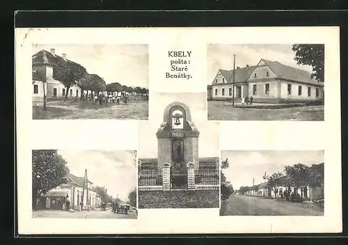 AK Kbely, verschiedene Ortsansichten, Denkmal