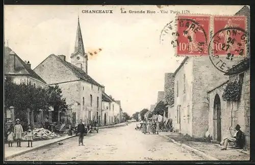 AK Chanceaux, La Grande Rue, l`Eglise