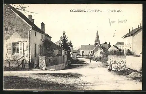 AK Corberon, Grande Rue, vue sur l`Eglise