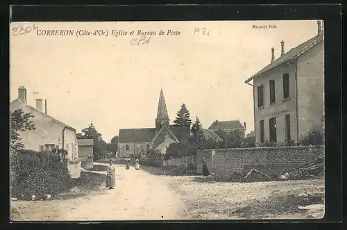 AK Corberon, Eglise et Bureau de Poste, Kirche und Postamt