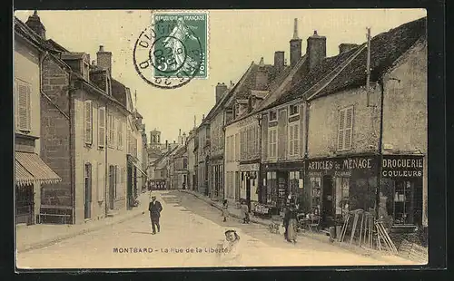 AK Montbard, La Rue de la Liberté, Strassenpartie