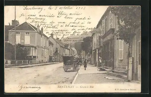 AK Santenay, Grande Rue, Strassenpartie