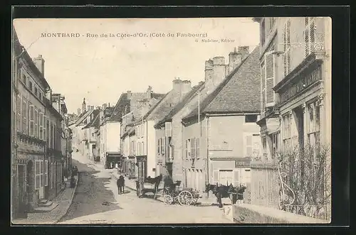 AK Montbard, Rue de la Cote-d`Or, Strassenansicht