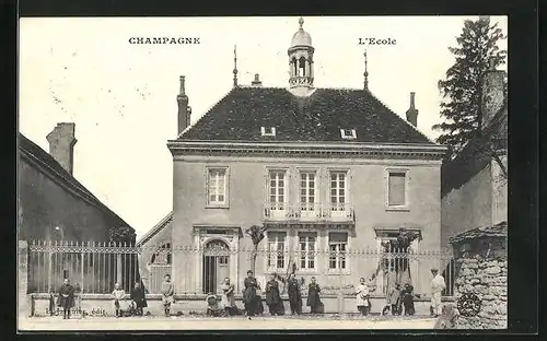 AK Champagne, L`Ecole, Schule im Sonnenschein