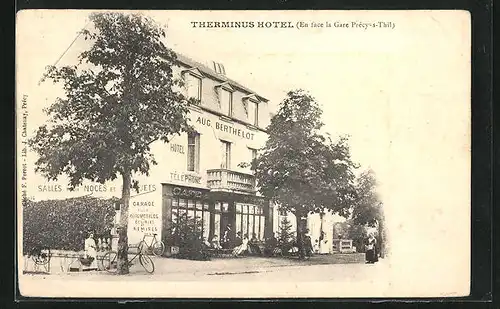 AK Précy-sur-Thil, Therminus Hotel en face la Gare